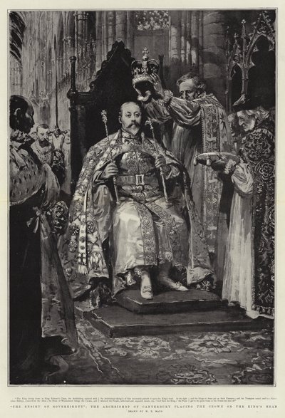 The Ensign of Sovereignty, the Archbishop of Canterbury placing the Crown on the King